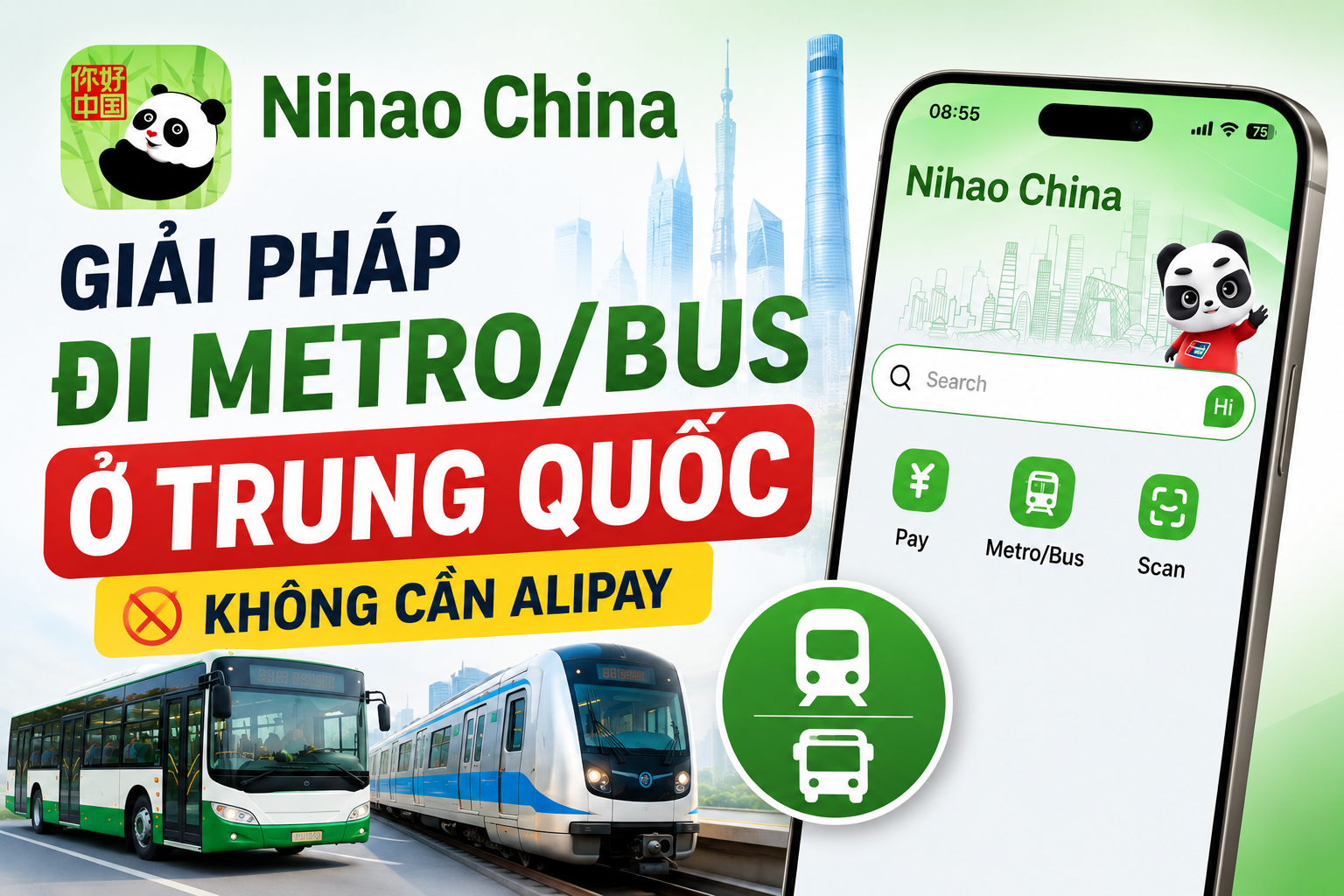 Giải pháp đi Metro/Bus ở Trung Quốc khi không xác thực được tài khoản Alipay