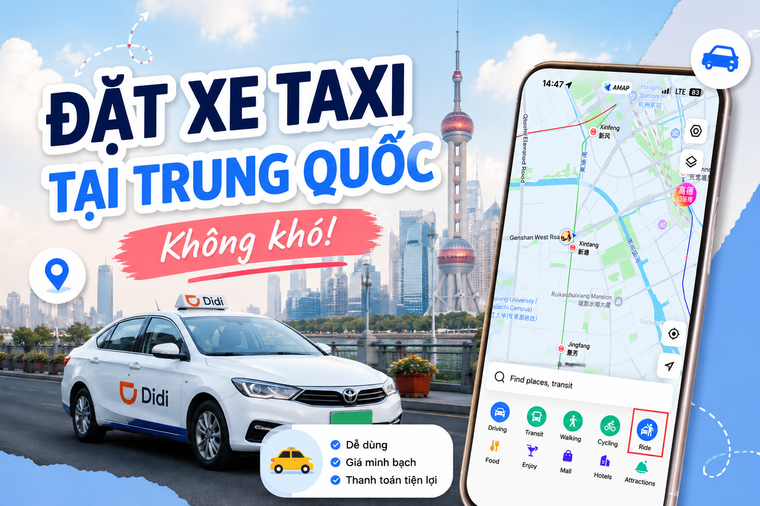 ĐẶT XE TAXI TẠI TRUNG QUỐC 2026